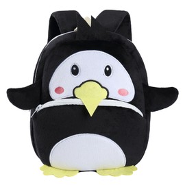 MICHLEY Cute Animal Backpack for Kids - Baby Cartoon Toddler Diaper Daycare Mini Girls 2-4 Years Premium Compact First Travel Bag (Black Penguin)
