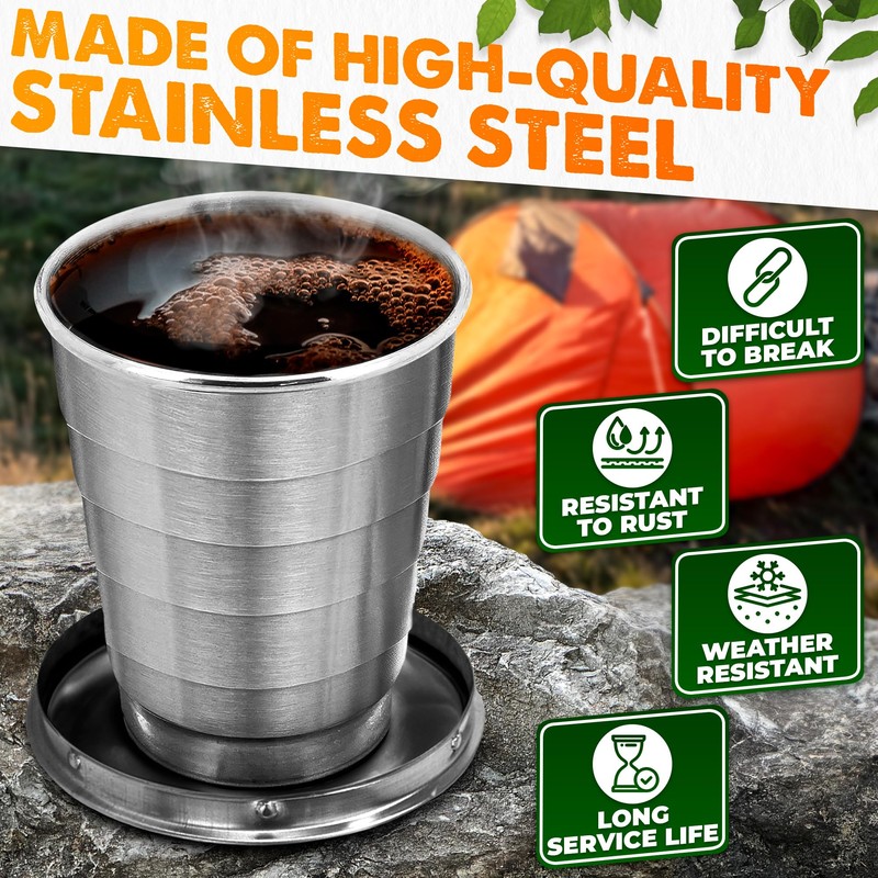 Collapsible Travel Cup with Lid 2.5Oz (75ml) - Leak-Proof Сollapsible
