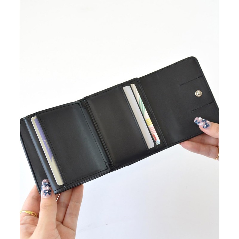 SecretDoor 333043-01 Black Trifold Wallet, Women's, Trifold Wallet, Compact Wallet,