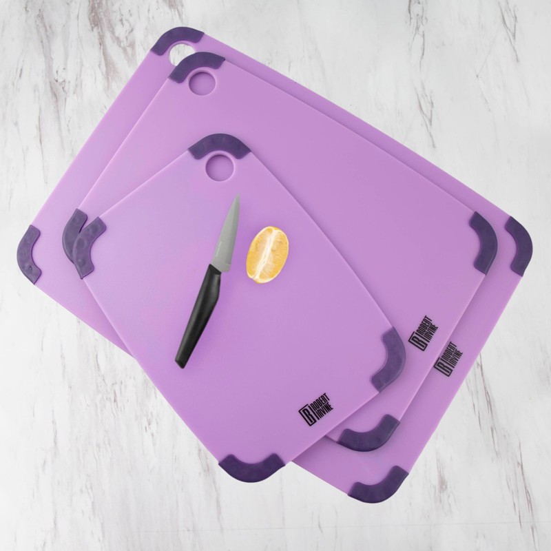Cambridge ERI008PPURI2R Robert Irvine 3-Piece Nonslip Cutting Board Set, Purple