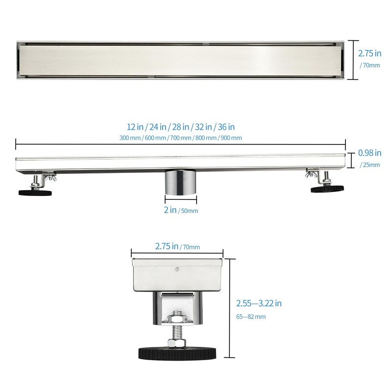 Kuaisailsk Linear Shower Drain ，24 Inch Brushed 304 Stainless Steel