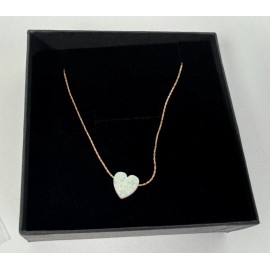 Jolliz 14Kt Rose Gold White Opal Heart Pendant Necklace
