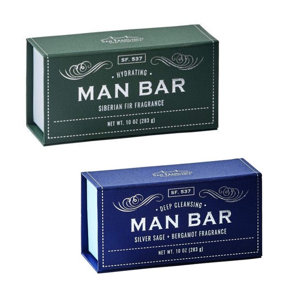 San Francisco Soap Co Man Bar 10 Oz Bar Soap Bundle - One Each Siberian Fir and Silver Sage