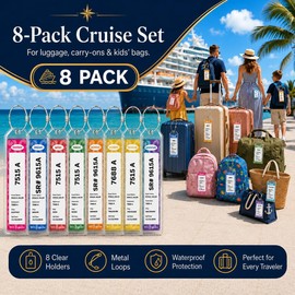 DCL Cruise Portaetiquetas de equipaje de 8 paquetes, se adapta a todos los barcos DCL Dream, Fantasy, Magic, Wonder, Wish, Treasure, Adventure, DCL Cruise Ship Essentials 2026 y 2027