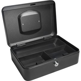 BARSKA 10-Inch Cash Box with Key Lock , Black