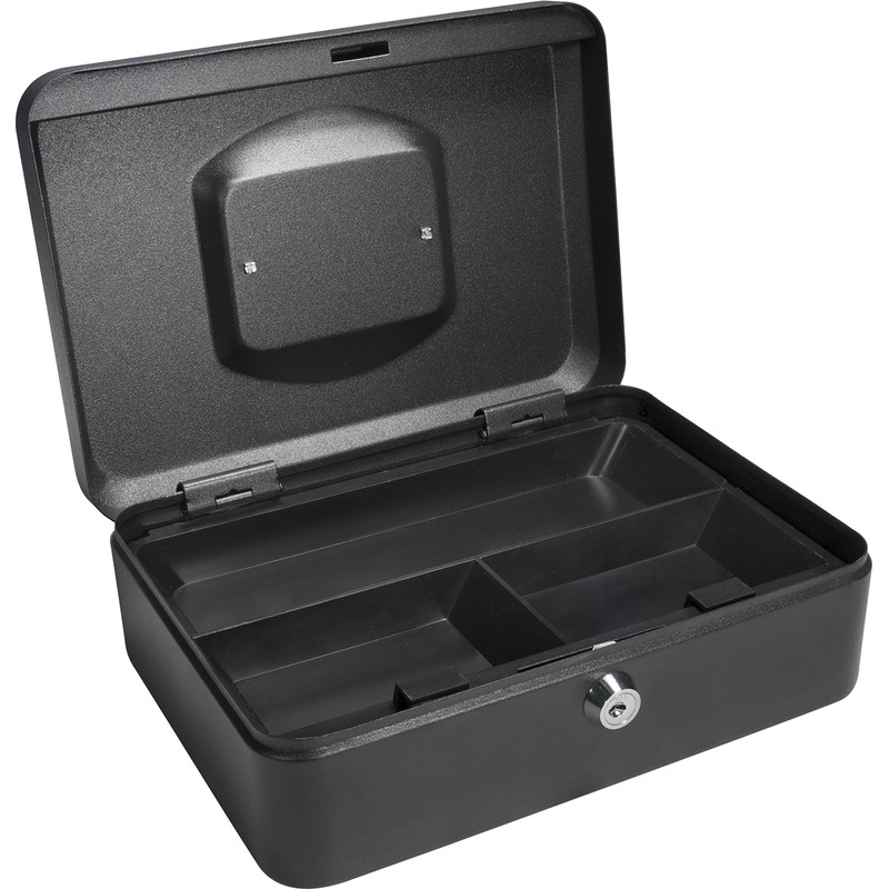 BARSKA 10-Inch Cash Box with Key Lock , Black