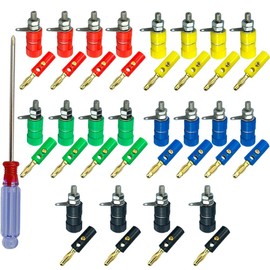 FULARR 40Pcs Premium 4mm Banana Plug Socket Connector Kit: 20Pcs Gold Plated Banana Plug + 20Pcs Binding Post Terminal, for Speaker, Audio/Video Receiver, Amplifiers and Sound Systems (5 Color)