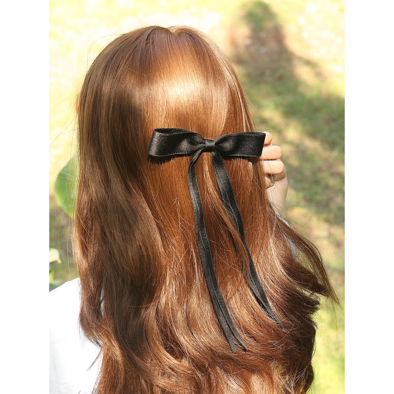 4pcs Ribbon Bowknot Hair Clips for Women with Long Tails,