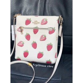 COACH CAQ09 Mini Rowan File Bag With Strawberry Print Coated Canvas & Leather