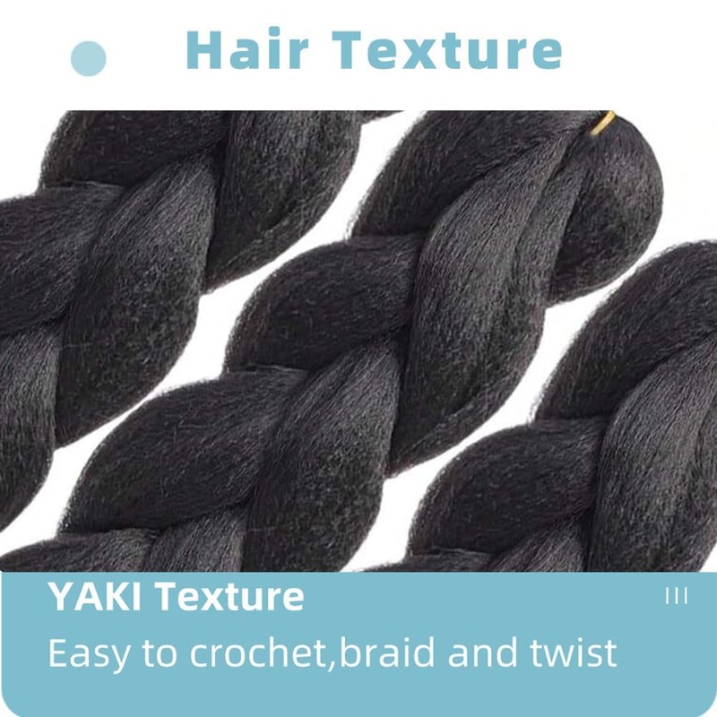 Jooceebaby Synthetic Hair for Braiding, Easy Braid, Pre-Stretched Natural Black