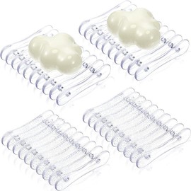 2 Pieces Plastic Bar Soap Holder Soap Tray Soap Saver Bar Dish Self Draining Soap Dishes for Soap Sponge Dryer Bathroom Toilet Shower Kitchen Restaurant Counter (Clear) - Color: Clear, Item Packa: 2