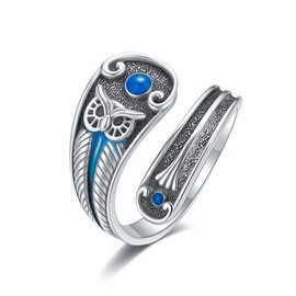 YAFEINI Owl Spoon Ring S925 Sterling Silver Adjustable Thumb Rings Vintage Owl Jewelry Gifts for Women Mom Wife