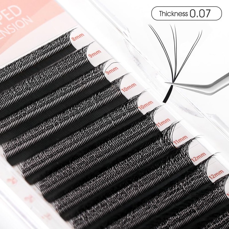 NATUHANA WW Clover Eyelash Extension 0.07 mm D Curls 9-15