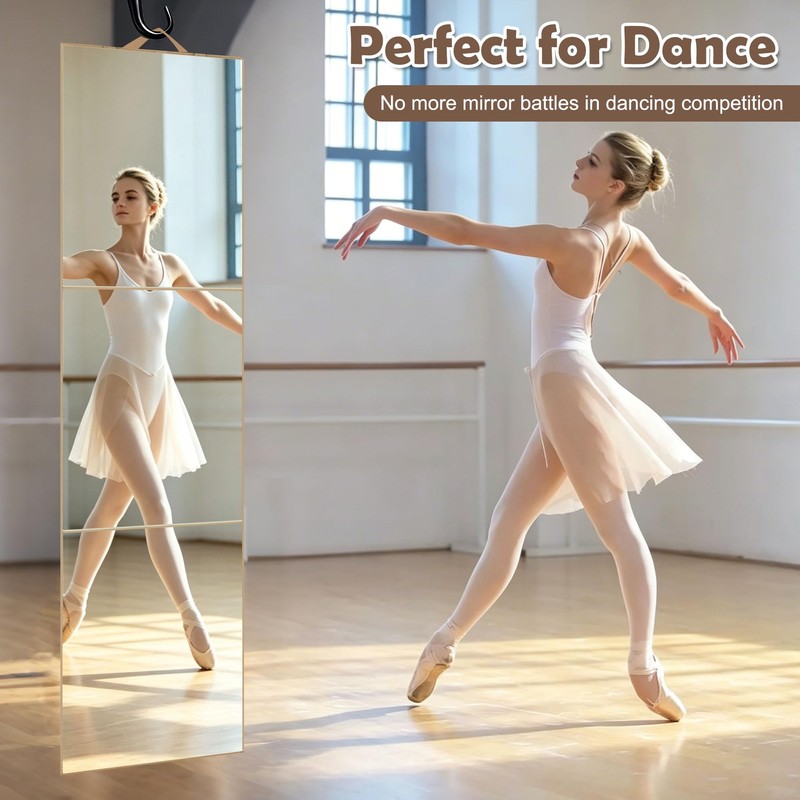 Hanging Portable Foldable Dance Mirror,Acrylic Shatterproof Folding Mirror for Camping,Lightweight