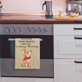 AMM Funny Dog Kitchen Towels Decorative Dish Towels, Dog Mom Gifts for Women Dog Lovers, 16x27 Inch Corgi Dog Dish Cloths Absorbent Soft Microfiber for Kitchen Decor