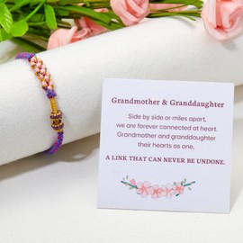 To My Granddaughter Bracelet "A Link That Can Never Be Undone" Peach Blossom Bracelet Granddaughter Bracelet from Grandma Adjustable Braided Bracelet for Teen Girls Inspirational Bracelet Gift for Granddaughter (Purple)
