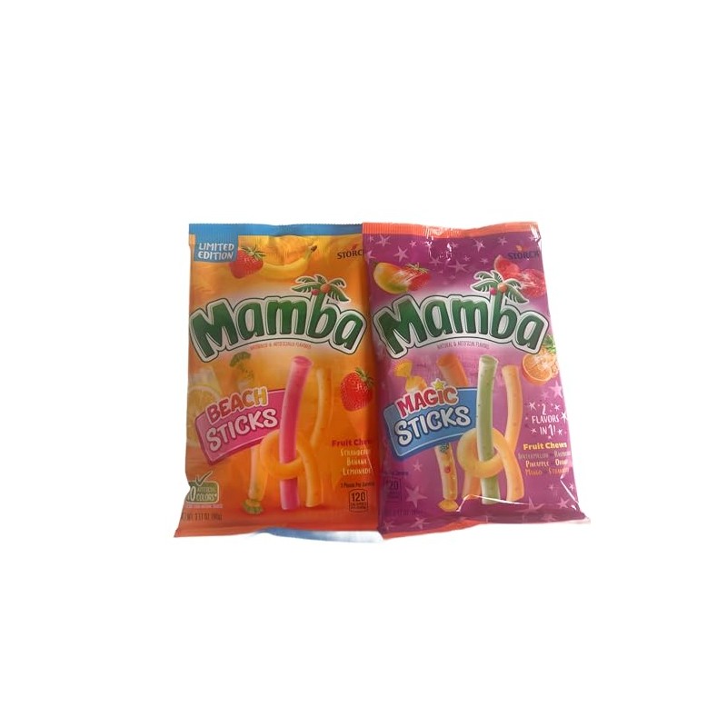 Mamba's-Fruit Chews Bundle |Beach Sticks 3.17oz & Magic Sticks 3.17oz|