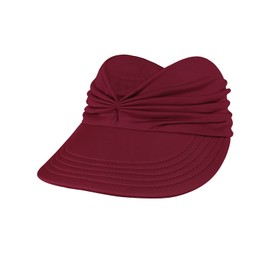 Sun Hats for Women Wide Brim Summer Hat with UV Protection Beach Sport Golf Sun Visor Cap with Ponytail Hole Wine Red