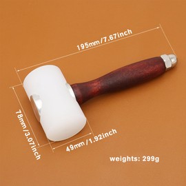 NXTOV Leather Carving Hammer, DIY Leathercraft Mallet, Nylon Wood Handle Hammer for DIY Stamping, Sew Leather Cowhide Tool Kit (T hammer)