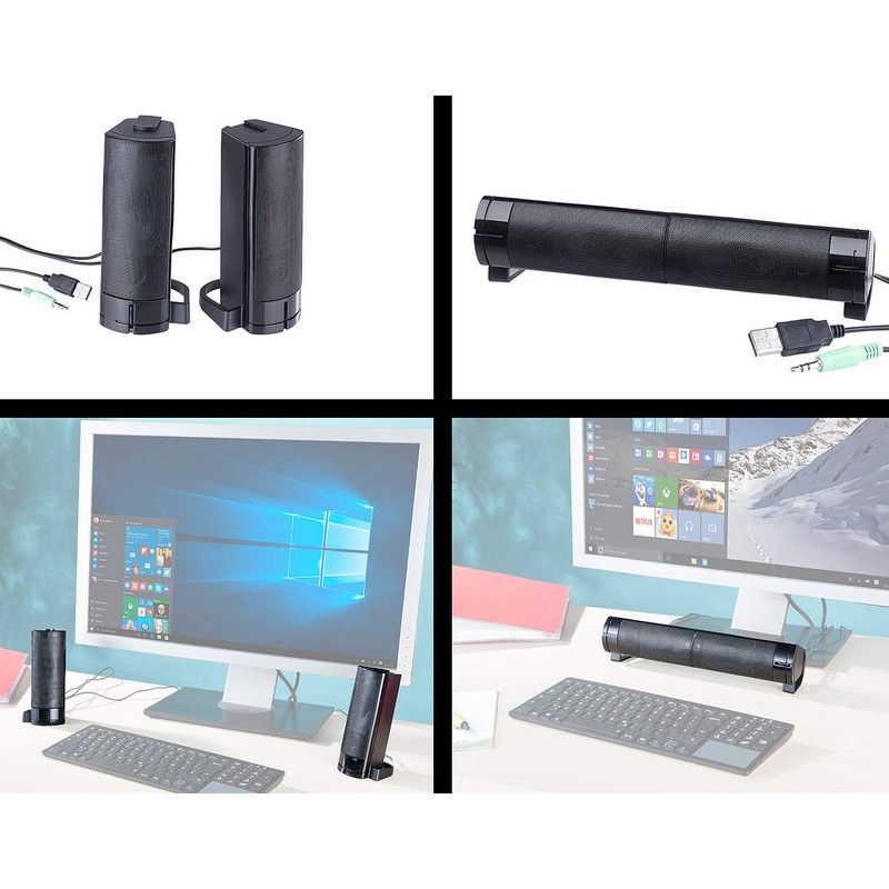 auvisio PC Boxes: 2-in-1 PC Stereo Speaker and Soundbar, 10