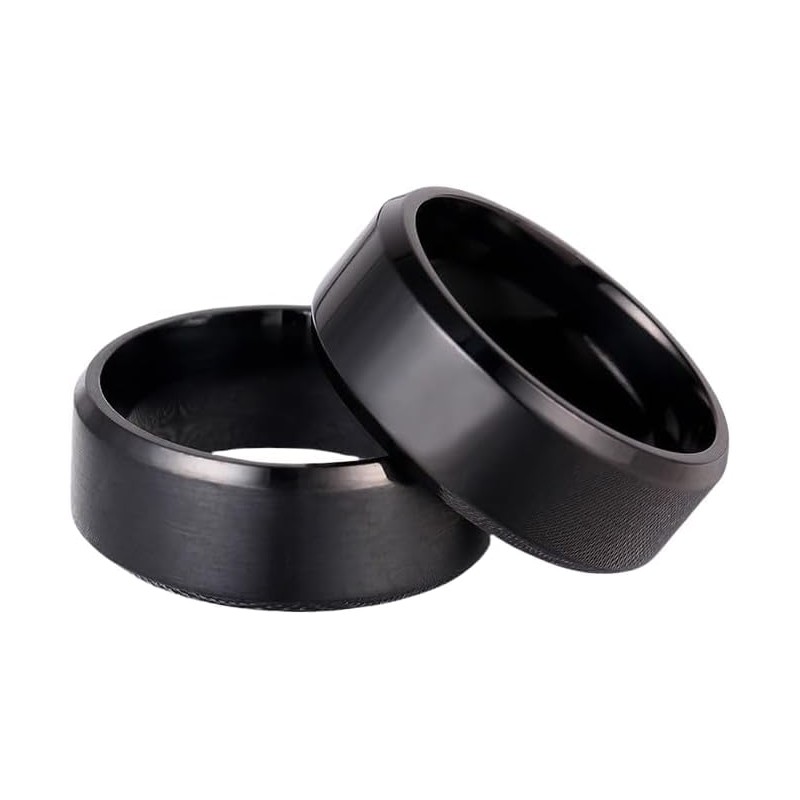 Simple Stainless Steel Ring for Men Women Black 8mm
