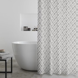Catherine Lansfield Aztec Diamond180x180cm Shower Curtain Panel Silver Grey