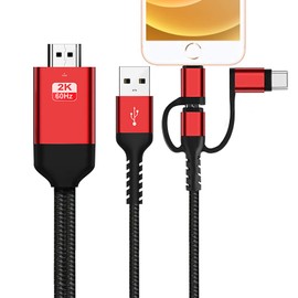 3 in 1 HDMI Cable Adapter Type C/Micro USB/Phone MHL to HDMI Mirroring Phone to TV/Projector/Monitor HDTV 1080P for Phone Series XS/Android 5.0 and IO'S9 Above