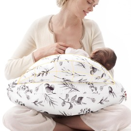 Momcozy Innovative Safety Guard Nursing Pillow for Breastfeeding- Wider Feeding Pillows for More Support for Mom & Baby- Easier Nursing & Hand Free- Fit for All, Removable Cotton Cover