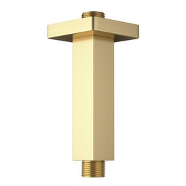 Brushed Gold Shower Arm with Flange 4 inch Square Shower Head Extension Arm for Fixed Showerheads and Handheld Showerheads, KATAIS