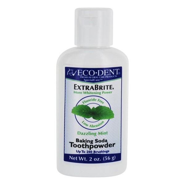 Eco-Dent ExtraBrite, Baking Soda Tooth Powder, Fluoride Free, Dazzling Mint, 2 oz (56 g)