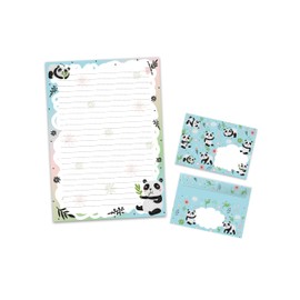 Letter Paper Set Letter Pad with Envelope for Boys Girls Kids Animals Panda (A4 Pad with 25 Sheets + 15 Envelopes)