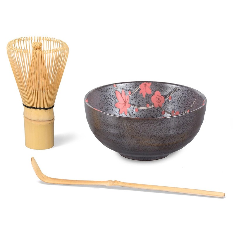Matcha Set of 4 Matcha Bowls 250 ml Anthracite/Red with