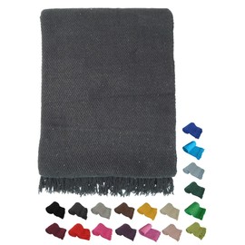Kakaos Deluxe Solid Color Yoga Blankets with Matching Tassels (Black)