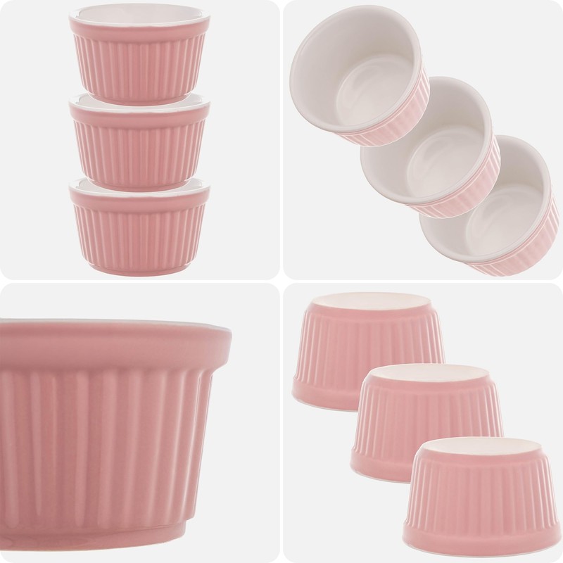 KADAX Soufflé Moulds Set, 3 Pieces, Diameter 9 cm, Crème