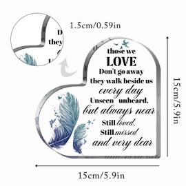 Sympathy Gifts Acrylic Heart Shape Memorial Bereavement Gift Paperweight Remembrance Decorations Funeral Grief Condolence Memorial Ornaments for Loss of Loved One of Mother Father