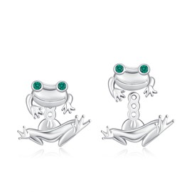 Frog Earrings 925 Sterling Silver Cute Animal Earrings Frog Stud Earrings Jewellery Gifts for Women and Girls, Sterling Silver