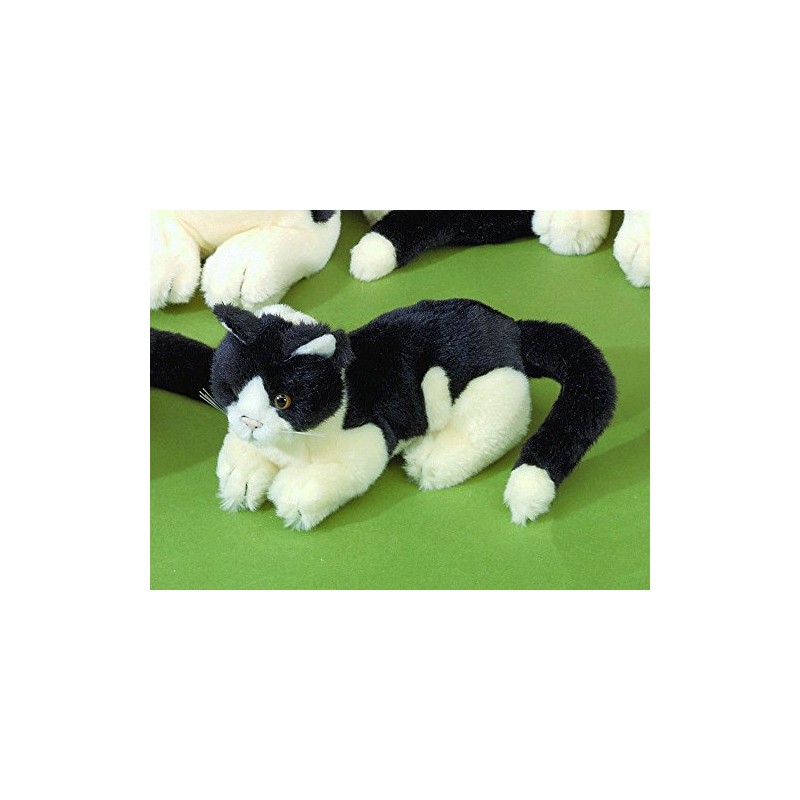 Förster Stofftiere 3470 Black-Old White Cat Lying Down 20 cm