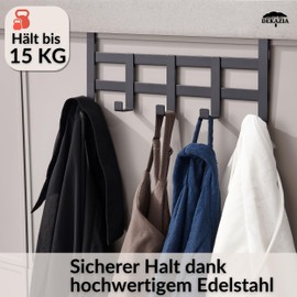 DEKAZIA Door Coat Rack Black for Hanging Door Hook Rack for Children's Room