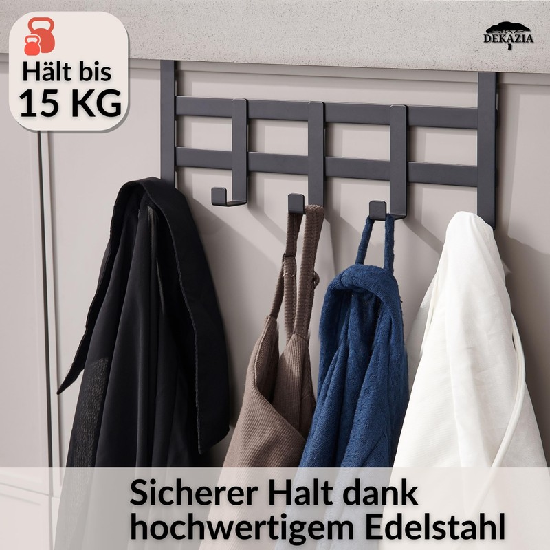 DEKAZIA Door Coat Rack Black for Hanging Door Hook Rack