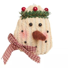 Factory Direct Craft Set of 6 Old Fashion Look Plush Snowman Head 4-1/4" Ornaments