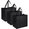 3 Pack Black Reusable Grocery Bags Shopping Bag Tote Bag