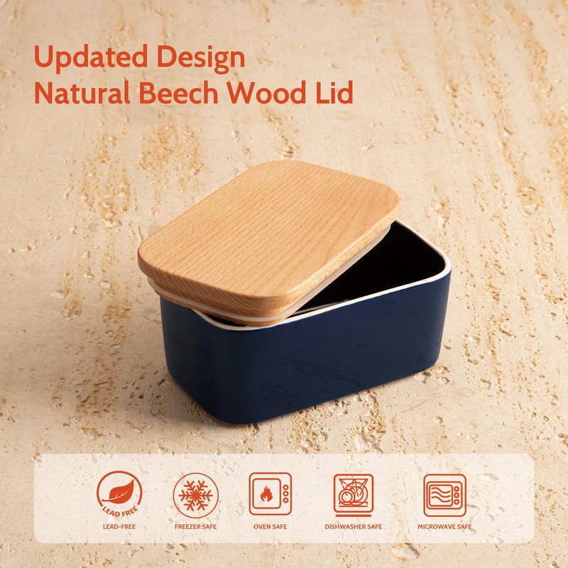 Sweese Large Butter Dish with Lid for Countertop, Airtight Butter