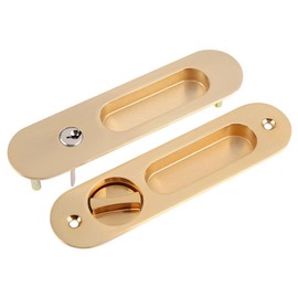 Sliding Door Lock with Invisible Door Handle and 3 Keys.Anti-Theft Door Lock for Sliding Door/Bathroom/Wardrobe/Kitchen/Balcony (Gold)