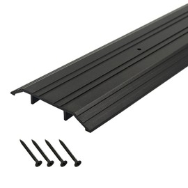 DAILISEN Heavy Duty Corrugated Aluminum Door Threshold for Exterior Doors- Door Saddle- Metal Flooring Transition Strip- Door Sill Extension- 4" W,1/2" H,35.43" L,Black Anodized, Mill Finish,1Pc