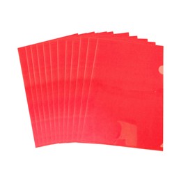Wiekyze L-Type Plastic Folder Safe Project Pockets Transparent Clear Document Folder 12pcs for A4 paperPlastic Paper Jacket Sleeves in Assorted Project Folders（red）