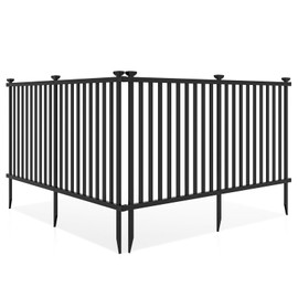 Giantex Picket Fence 2 Panels, 80''W x 37.5''H Decorative Outdoor Garden Fence, 160'' Total Length, Outdoor Fence for Yard, Freestanding PVC Vinyl Fence for Patio, Lawn, Pool, Backyard, Black