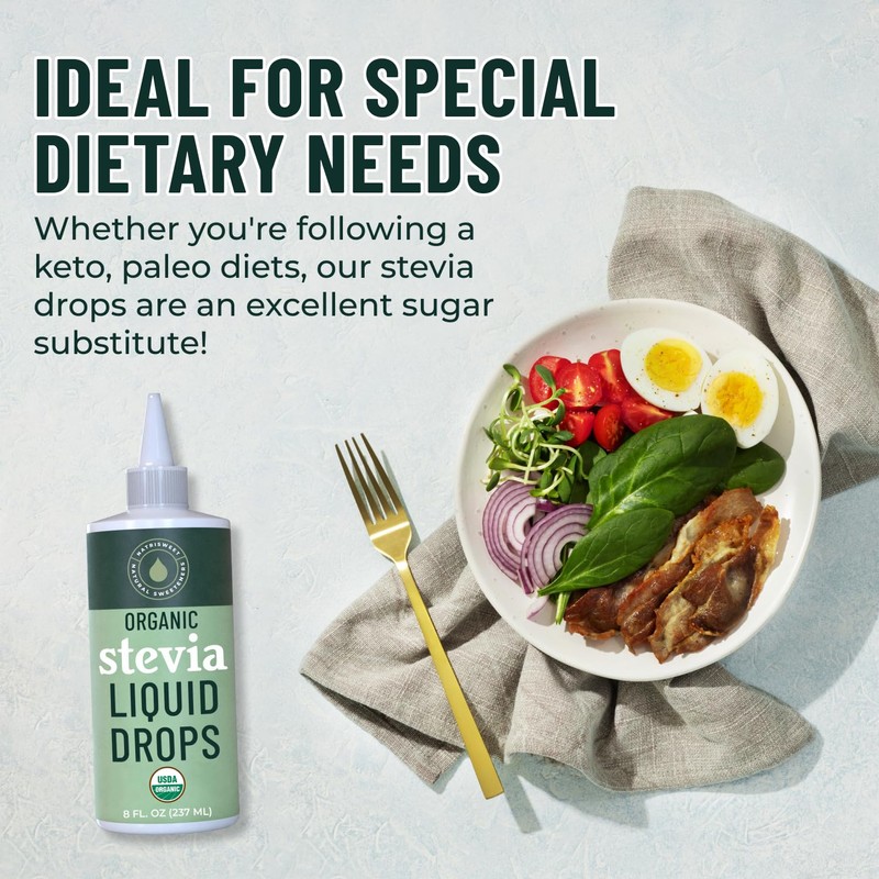 Organic Stevia Liquid Drops, 8 fl oz, Liquid Stevia Sweetener