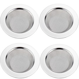 LASSHSWA 4 PCS Kitchen Sink Strainer Stainless Steel, Kitchen Sink Drain Strainer，Sink Strainers with Large Wide Rim 4.5" Diameter for Kitchen Sinks