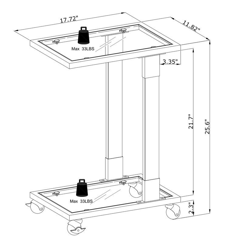Yoluckea Mobile Sofa Side Table Acrylic End Table C Shaped