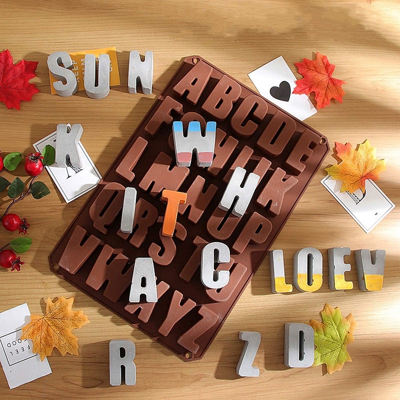 Wocuz Chocolate Silicone Mold - Larger Alphabet Baking 13.2x8.9x1.3 Inch